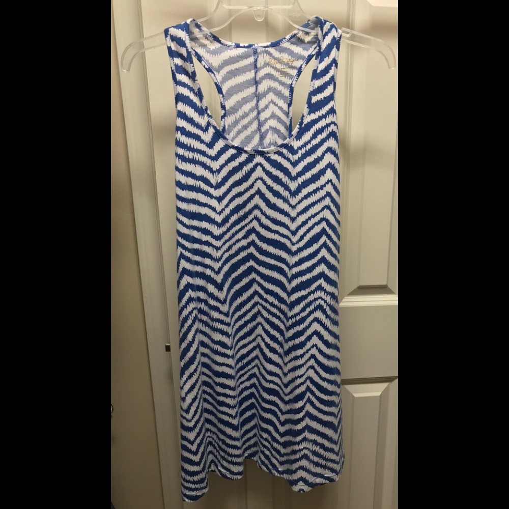 Lily Pulitzer Blue and Whited Striped Sun Dress.